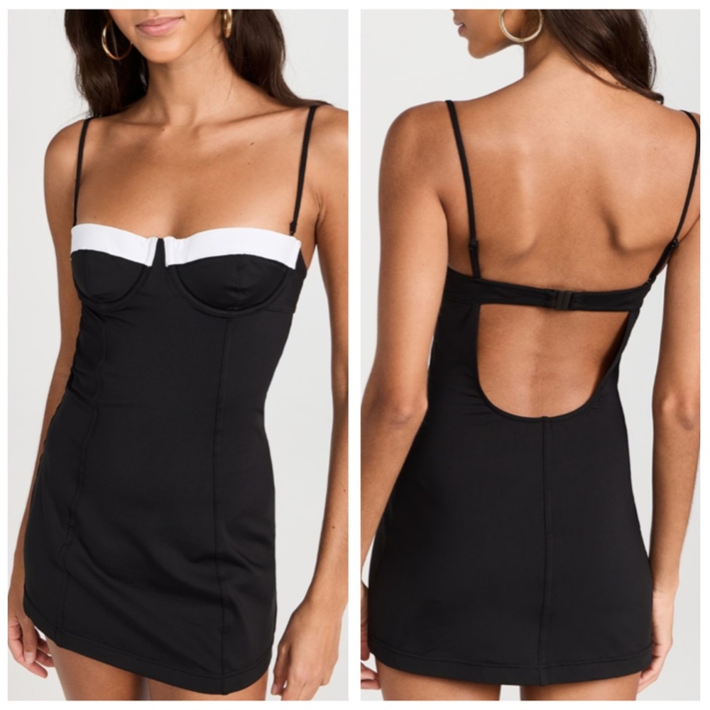 NWT Staud Maeve Swim Dress - Blk/Whit